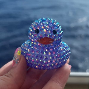 Indigo Rhinestone Gem Bling Rubber Ducks - Cruising Duck, Bingo Lucky Duck, Cheer Duck