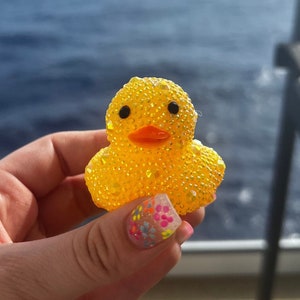 Yellow Rhinestone Gem Bling Rubber Duck - Cruising Ducks, Car Duck, Cheer Duck, Bingo Lucky Duck