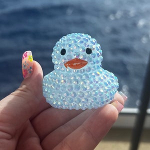 Light Blue Rhinestone Gem Bling Rubber Ducks - Cruising Ducks, Car Ducks, Cheer Duck, Bingo Lucky Duck