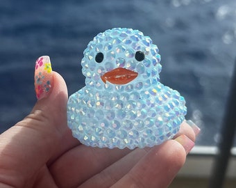 Rhinestone Bling Rubber Duck – Light Blue Gem Cruise Duck