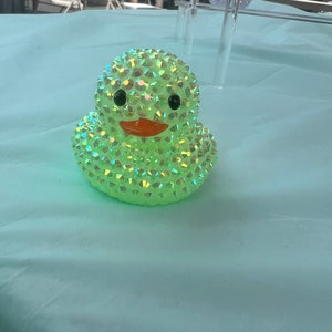 Lime Green Rhinestone Gem Bling Rubber Ducks - Cruising Duck, Car Duck, Cheer Duck, Bingo Lucky Duck