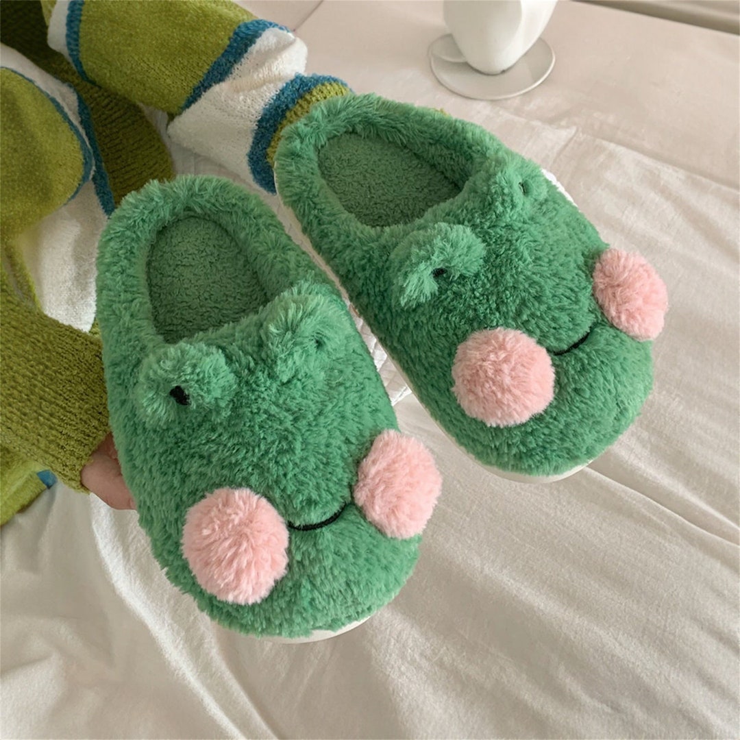 Cute Frog Slippers Fluffy Gift House Slipper Animal Etsy