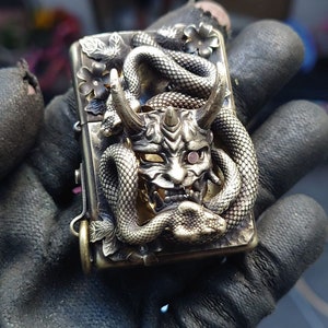 Zippo Handmade Characters Brass Oni with Snake