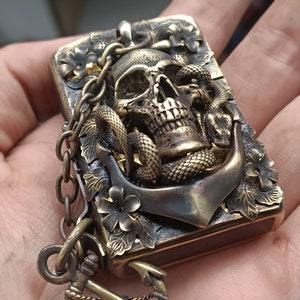 Zippo Handmade Characters Brass Skull with Anchor