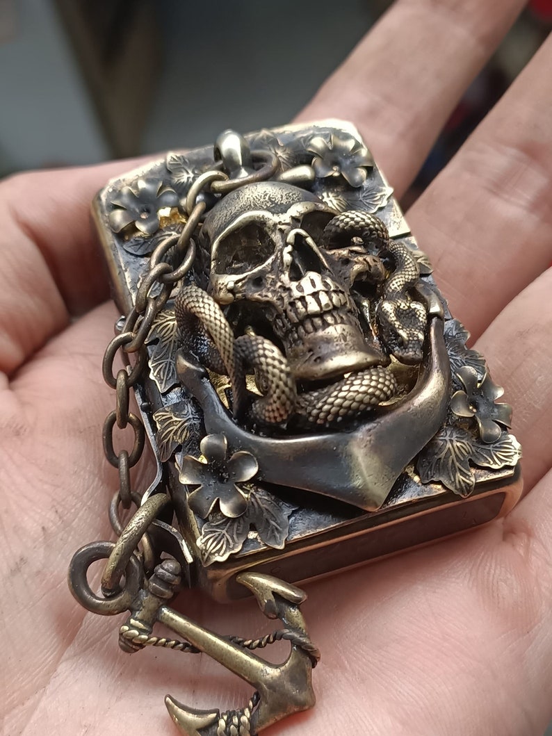 Zippo Handmade Characters Brass Skull with Anchor