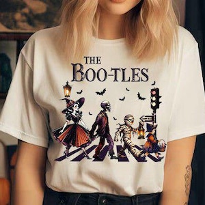 Abbey Road T-Shirt, Halloween Tshirt, Beatles Shirt, Fall Shirts, Beatles Gifts, Rock Band Shirt, Funny Spooky Shirt, Witch Skeleton