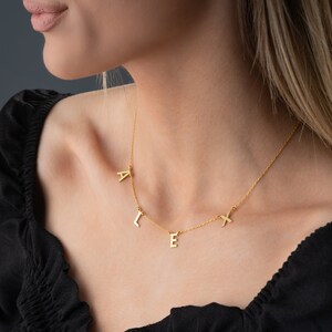 14K GOLD NAME NECKLACE,Personalized Letter Necklace,Minimalist Necklace with Name,Initial Necklace,Necklace for Women,Chritsmas Gift for her