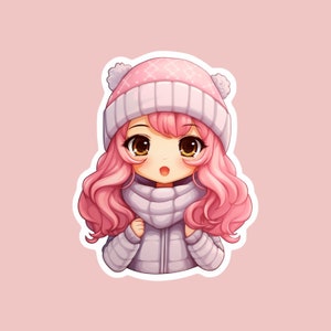 Adesivi impermeabili opachi ragazza eccitata carina / UwU, Kawaii, cancelleria, diario, taccuino, regalo, scuola, fantasia, sognante e adorabile