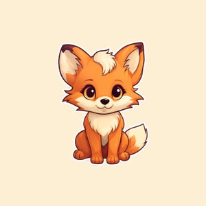 Simpatico adesivo impermeabile Fox Matte / Kawaii, cancelleria, diario, taccuino, regalo, scuola, animale, sognante e adorabile