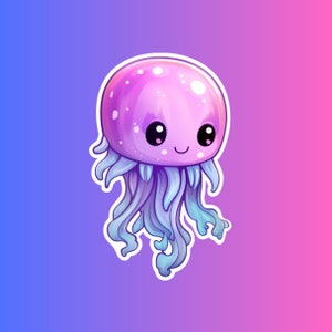 Simpatico adesivo impermeabile opaco medusa / Kawaii, cancelleria, diario, taccuino, regalo, scuola, fantasia, sognante e adorabile