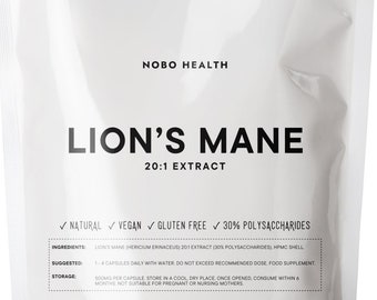 Lion's Mane 20:1 Extract 500mg HPMC Vegan Capsules | 100% PURE | NoBo UK