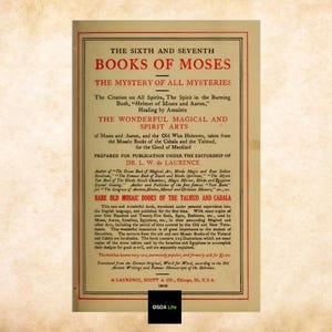 Title page of The Sixth and Seventh Books of Moses showcasing the classic 1910 design and historical typography. A glimpse into the vintage charm of this digital product from Osda Life.