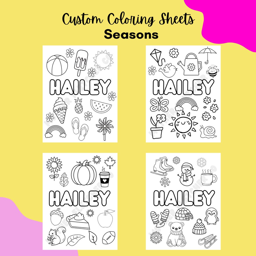 Seasons - Custom Coloring Sheets - Etsy