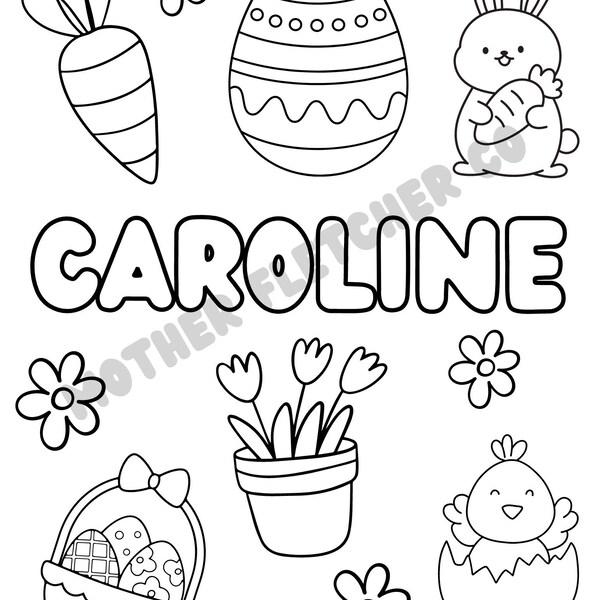 Personalized Easter Printable Coloring Page