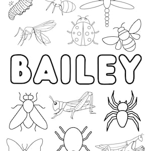 Personalized Bug Coloring Sheet
