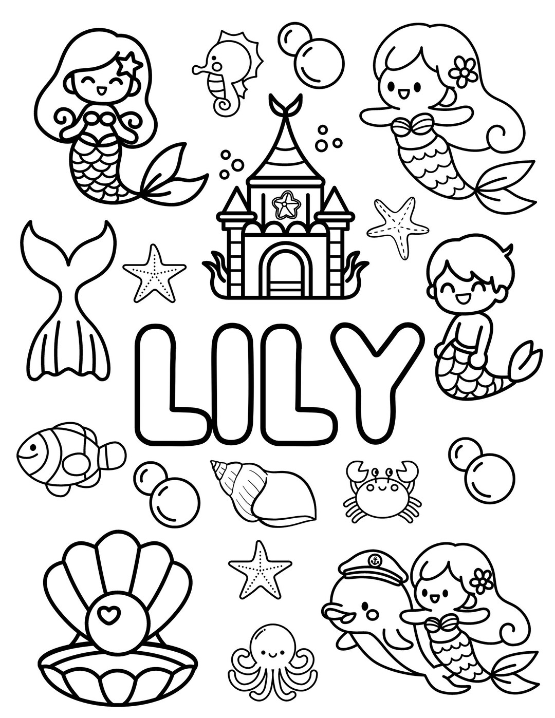 Mermaid Custom Coloring Sheet Etsy Mermaid custom coloring sheet etsy
