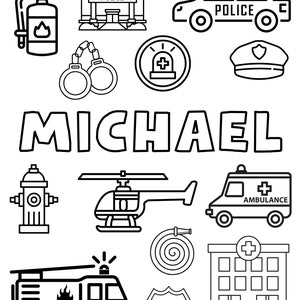 Emergency Responders Custom Coloring Sheet