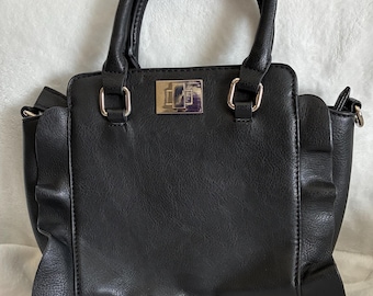 Y2K Vegan Leather Mini Tote | Black Structured Handbag