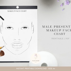 Artista de maquillaje gráfico facial masculino, gráfico facial de hombre, gráfico facial de maquillaje de hombre, gráfico de maquillaje imprimible, gráfico facial de consulta de maquillaje, gráfico de maquillaje