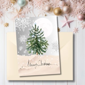 Tarjeta de árbol de navidad digital, Plantilla de tarjeta de Navidad 5 x 7,  Tarjeta Happy Holiday, Tarjeta de aniversario