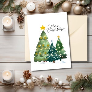 Plantilla de tarjeta de Navidad 5x7,Tarjeta Happy Holiday,Felices fiestas Tags,Tarjeta de aniversario,Tarjeta De Árbol De Navidad Digital