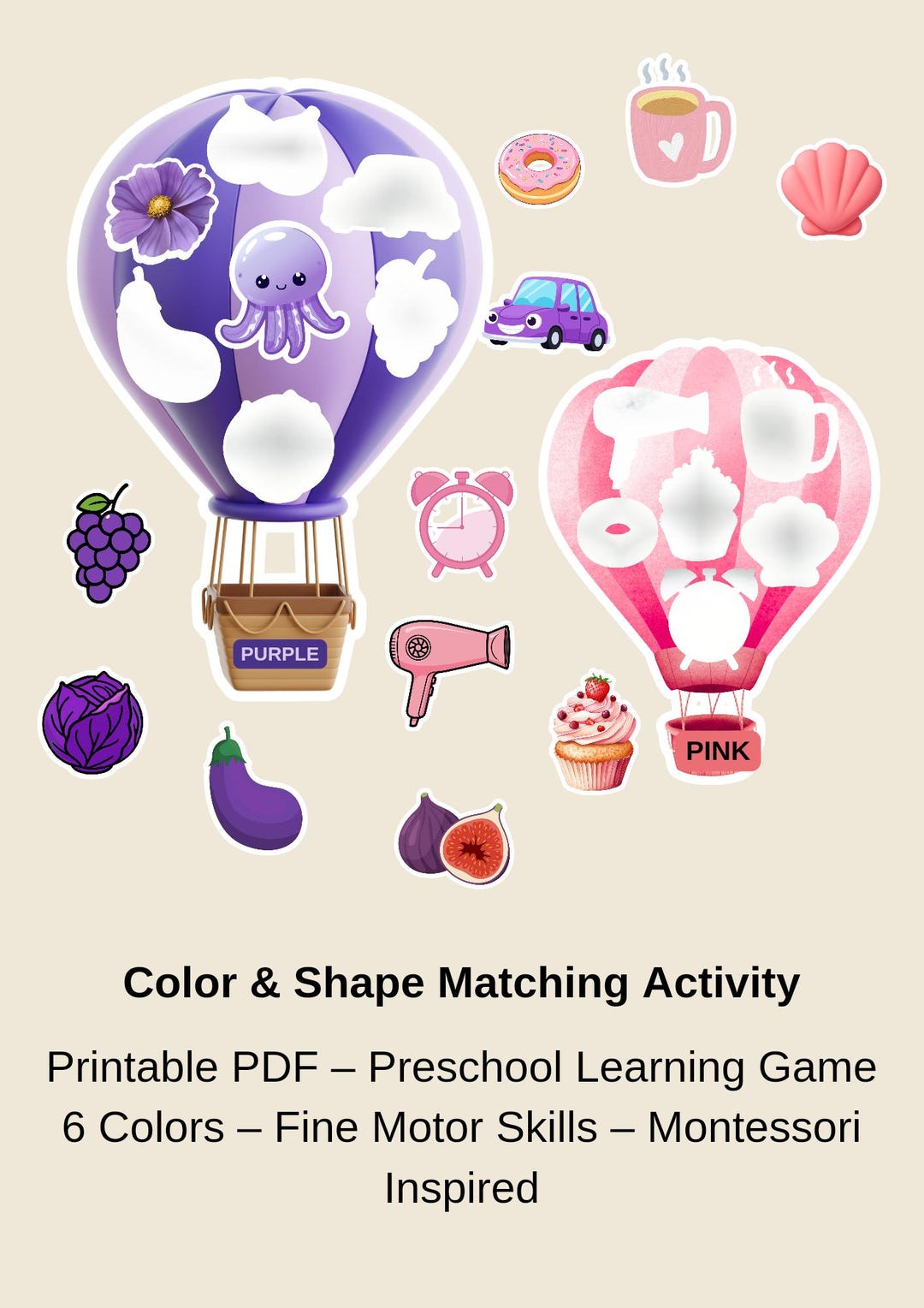 Printable Game Color & Shape Matching | Montessori (PDF Download) - Etsy