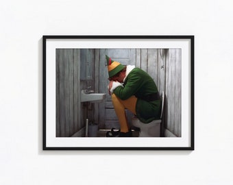 Locandina del film Elf, stampa di Buddy l'elfo, divertente decorazione da parete per il bagno, stampa vintage per il water, stampe fotografiche, stampa artistica fotografica di qualità museale