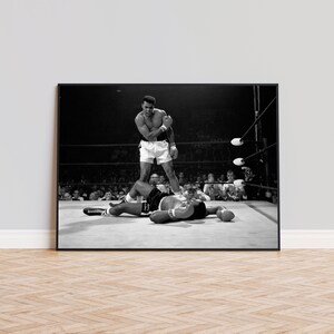 Muhammed Ali Druck, Muhammed Ali gegen Sonny Liston Schwarzweiß-Wandkunst, Vintage-Druck, Fotografie Drucke, Foto Kunstdruck in Museumsqualität Bild 2