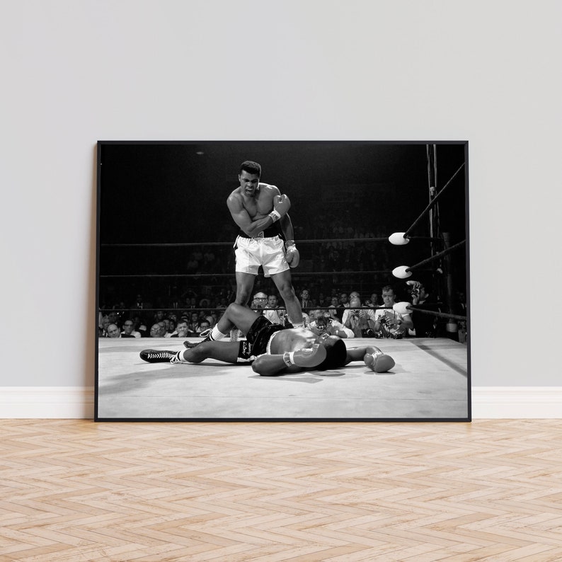 Muhammed Ali Druck, Muhammed Ali gegen Sonny Liston Schwarzweiß-Wandkunst, Vintage-Druck, Fotografie Drucke, Foto Kunstdruck in Museumsqualität Bild 2