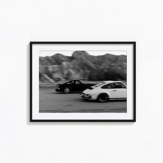 Racing Porsche 911 Print, Vintage Porsche Black and White Wall Art, Vintage Print, Photography Prints, Museum Quality Photo Art Print