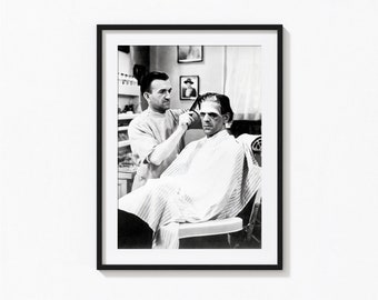 Frankenstein Haircut Print, Creepy Vintage Print, Black and White Wall Art, Vintage Print, Photography Prints, Museum Quality Photo Print