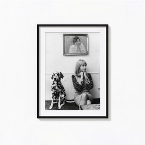 Cartel de Marianne Faithfull, dálmata, actriz icónica arte de pared en blanco y negro, impresión vintage, impresiones fotográficas, impresión de calidad de museo