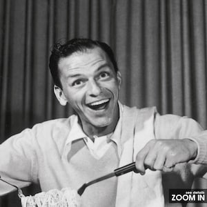 Frank Sinatra Eating Spaghetti Print, Kitchen Black and White Wall Art, Vintage Print, Photography Prints, Museum Quality Photo Print image 4