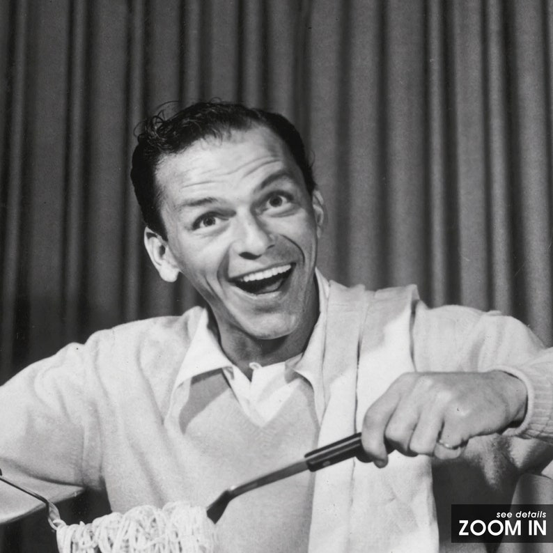 Frank Sinatra Eating Spaghetti Print, Kitchen Black and White Wall Art, Vintage Print, Photography Prints, Museum Quality Photo Print image 4