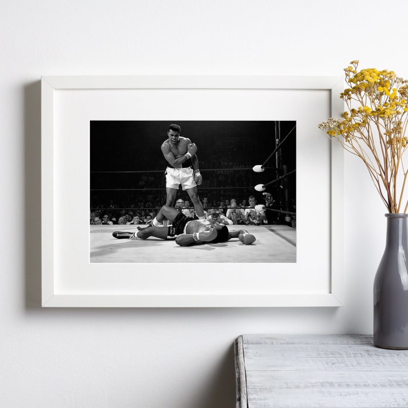 Muhammed Ali Druck, Muhammed Ali gegen Sonny Liston Schwarzweiß-Wandkunst, Vintage-Druck, Fotografie Drucke, Foto Kunstdruck in Museumsqualität Bild 3