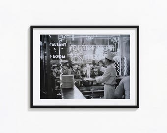 Chef Cooking Spaghetti Print, New York City Black and White Wall Art, Vintage Print, Photography Prints, Museum Quality Photo Art Print