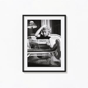 Póster del periódico de lectura de Marilyn Monroe, arte de pared en blanco y negro, impresión vintage, impresiones fotográficas, impresión de arte fotográfico de calidad de museo