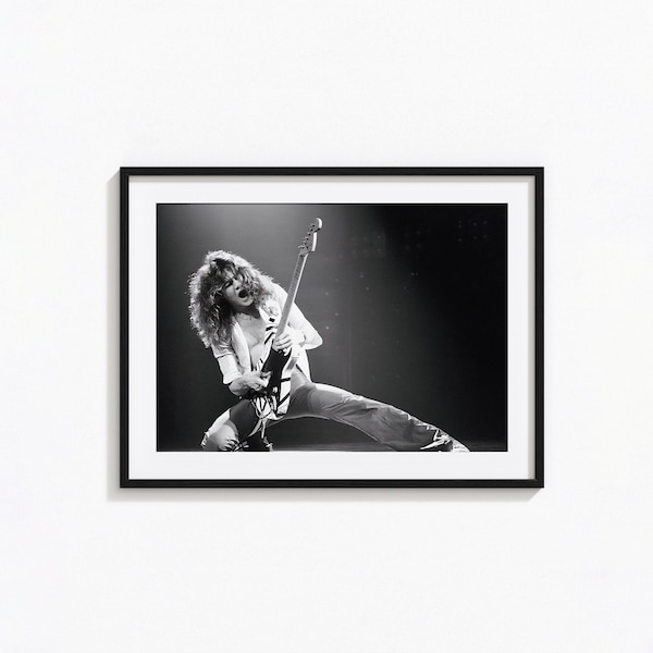 Eddie Van Halen Print, Van Halen Guitar Black and White Wall Art, Vintage Print, Photography Prints, Museum Quality Photo Art Print