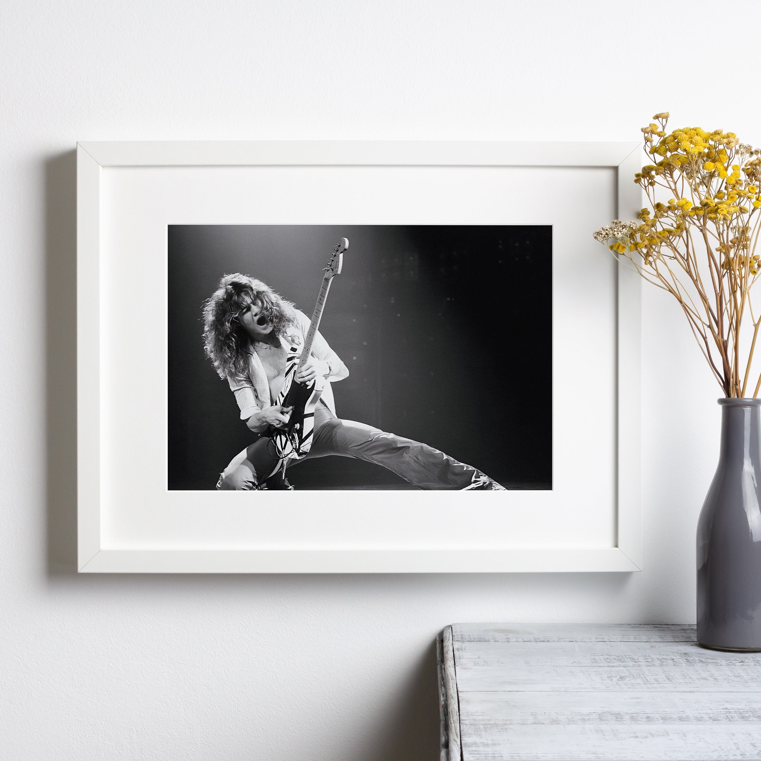Eddie Van Halen Print, Van Halen Guitar Black and White Wall Art