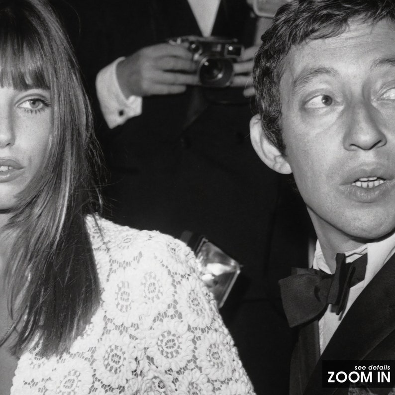 Jane Birkin and Serge Gainsbourg Print, Fashion Black and White Wall Art, Vintage Print, Photography Prints, Museum Quality Photo Print image 4