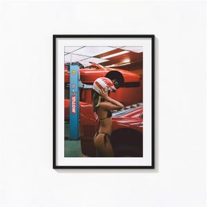 Ferrari Frau Druck, Ferrari F40 Wandkunst, Auto Poster, Vintage Druck, Oldtimer Fotografie Drucke, Foto Kunstdruck in Museumsqualität