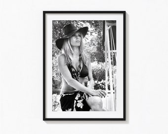 Lámina de Brigitte Bardot, Bardot en bikini, arte mural en blanco y negro, lámina vintage, impresiones fotográficas, impresión fotográfica con calidad de museo