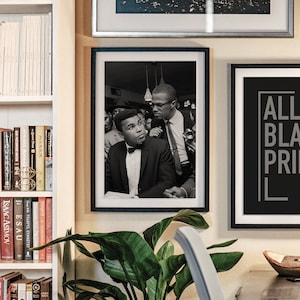 Impresión de Muhammad Ali, Malcolm X, arte mural en blanco y negro, impresión vintage, impresiones fotográficas, impresión fotográfica con calidad de museo imagen 3