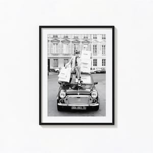 Impresión de viaje de compras de diseñador, póster de moda, arte de pared en blanco y negro, impresión vintage, impresiones fotográficas, impresión de arte fotográfico de calidad de museo