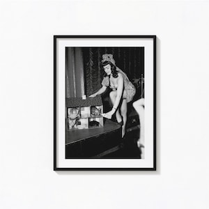Bettie Page with Cats Print, Vintage Pin Up Girl Black and White Wall Art, Vintage Print, Photography Prints, Museum Quality Photo Art Print