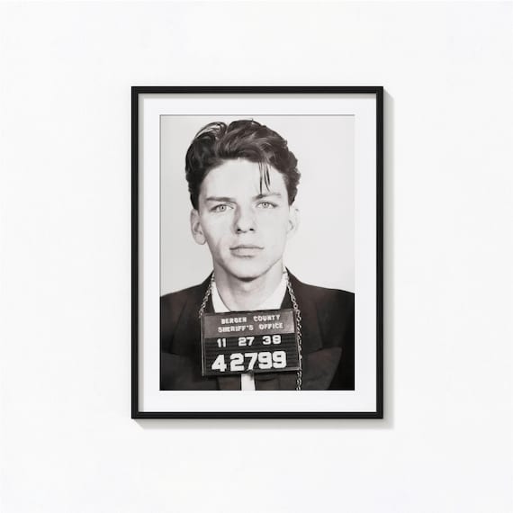 Frank Sinatra Mugshot Print, Frank Sinatra Black and White Wall Art, Vintage Print, Photography Prints, Museum Quality Photo Art Print