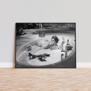Brigitte Bardot Bathtub Print, Bathroom Poster, Black and White Wall Art, Vintage Print, Photography Prints, Museum Quality Photo Print image 2