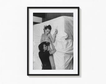 Stampa di Kate Moss e Johnny Depp, stampa artistica in bianco e nero di Kate Moss, stampa vintage, stampe fotografiche, stampa artistica fotografica di qualità museale