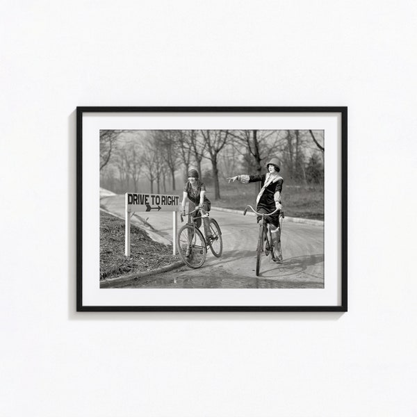 Vintage Bicycle Print, Women Riding Bikes Black and White Wall Art, Vintage Print, Photography Prints, Museum Quality Photo Print