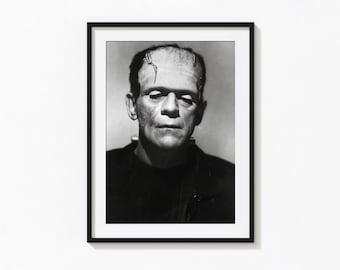 Impresión de Frankenstein, arte de pared en blanco y negro de Frankenstein, impresión vintage, impresiones fotográficas, impresión fotográfica con calidad de museo